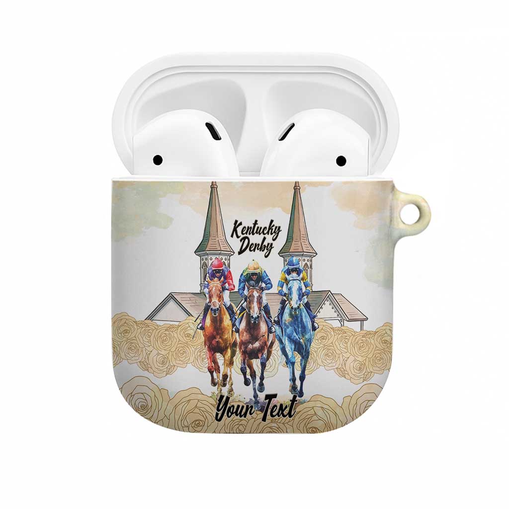 Kentucky Horse Racing Personalized AirPods Case Churchill Downs Roses Pastel Yellow