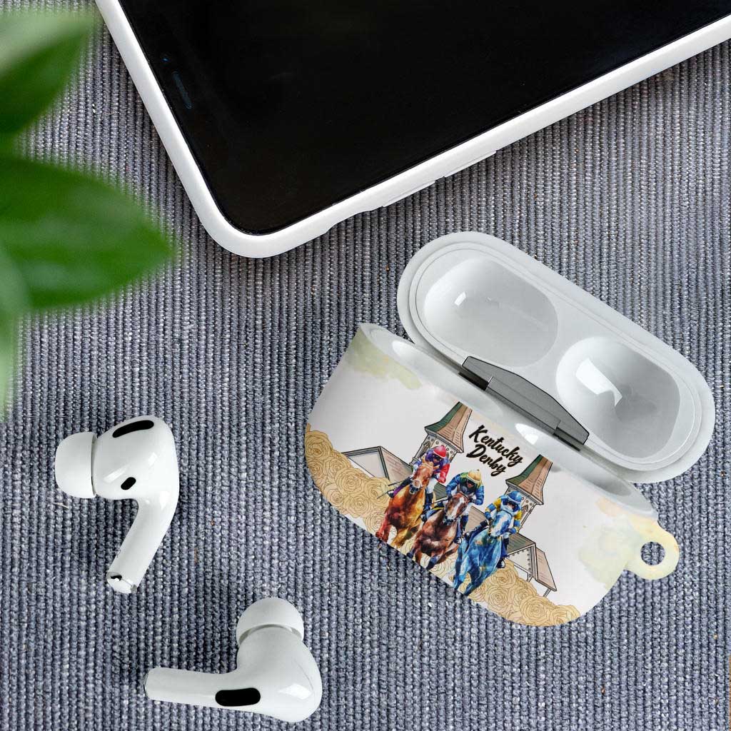 Kentucky Horse Racing Personalized AirPods Case Churchill Downs Roses Pastel Yellow