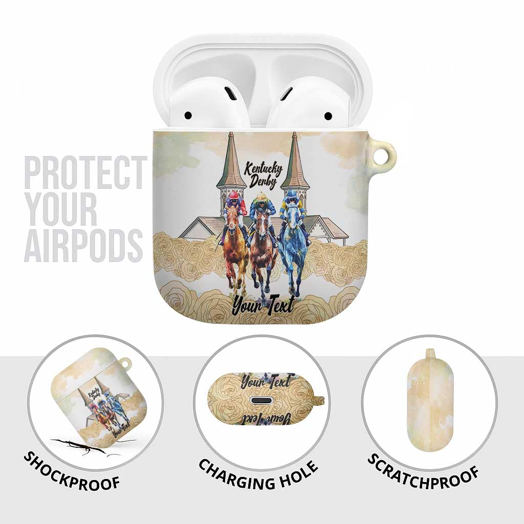 Kentucky Horse Racing Personalized AirPods Case Churchill Downs Roses Pastel Yellow