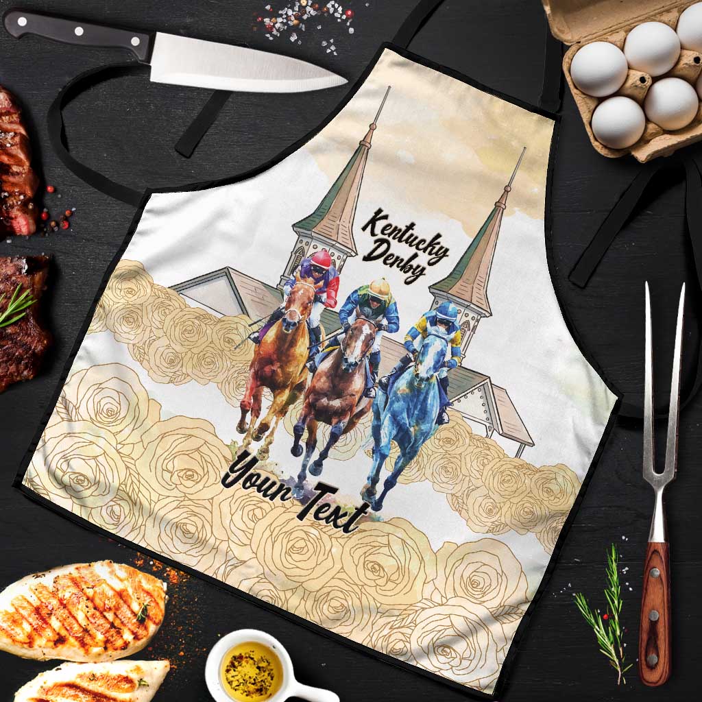 Kentucky Horse Racing Personalized Apron Churchill Downs Roses Pastel Yellow