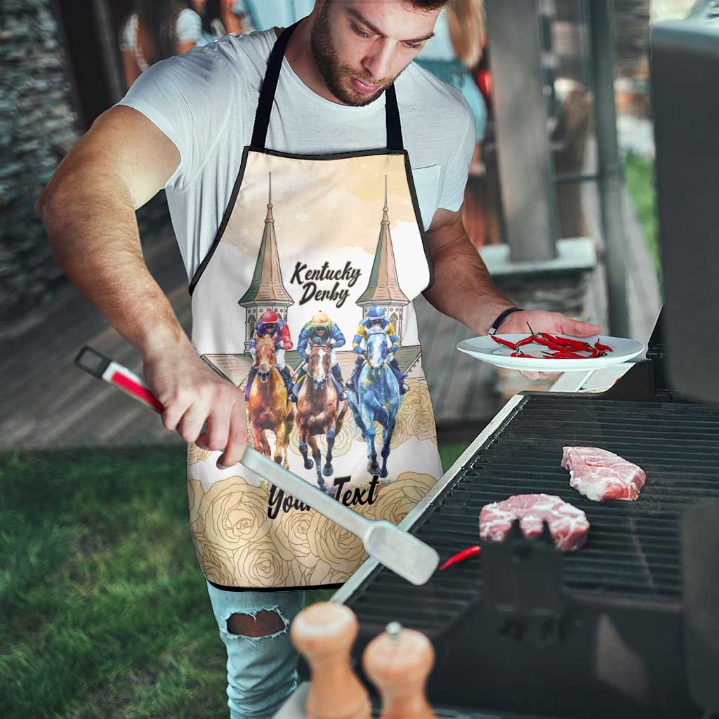 Kentucky Horse Racing Personalized Apron Churchill Downs Roses Pastel Yellow