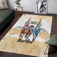 Kentucky Horse Racing Personalized Area Rug Churchill Downs Roses Pastel Yellow