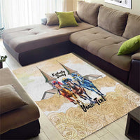 Kentucky Horse Racing Personalized Area Rug Churchill Downs Roses Pastel Yellow
