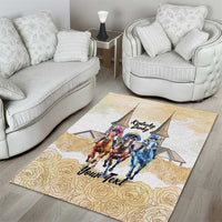 Kentucky Horse Racing Personalized Area Rug Churchill Downs Roses Pastel Yellow