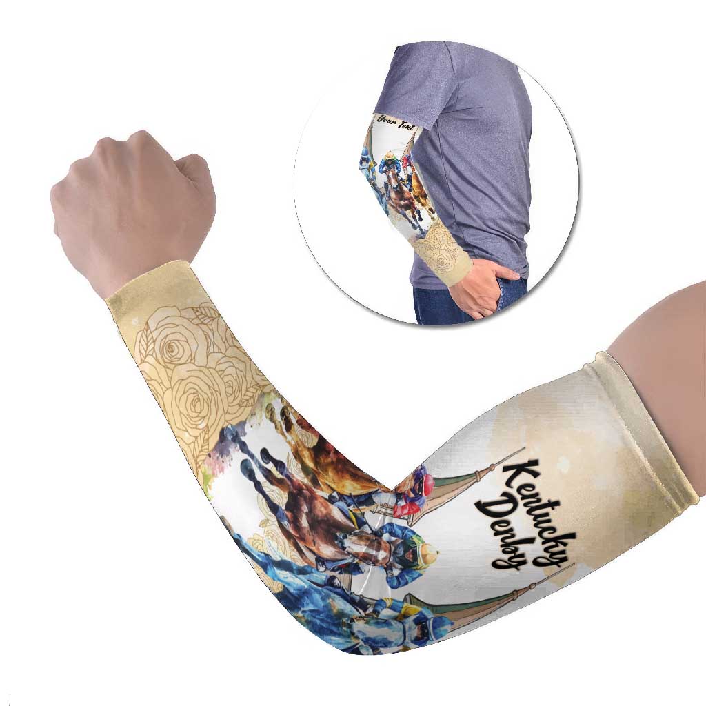 Kentucky Horse Racing Personalized Arm Sleeves Churchill Downs Roses Pastel Yellow