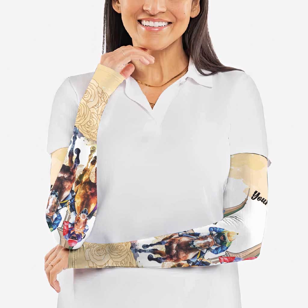 Kentucky Horse Racing Personalized Arm Sleeves Churchill Downs Roses Pastel Yellow