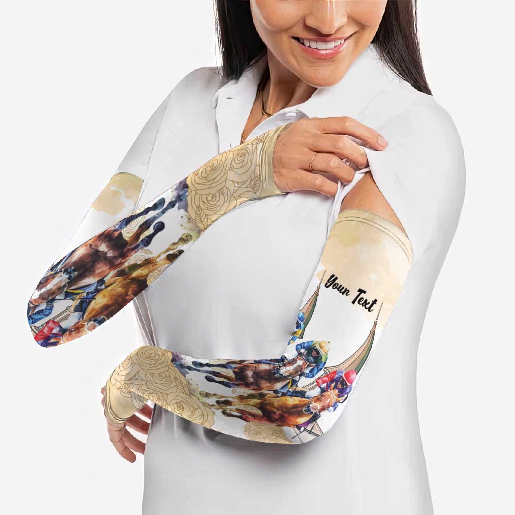 Kentucky Horse Racing Personalized Arm Sleeves Churchill Downs Roses Pastel Yellow