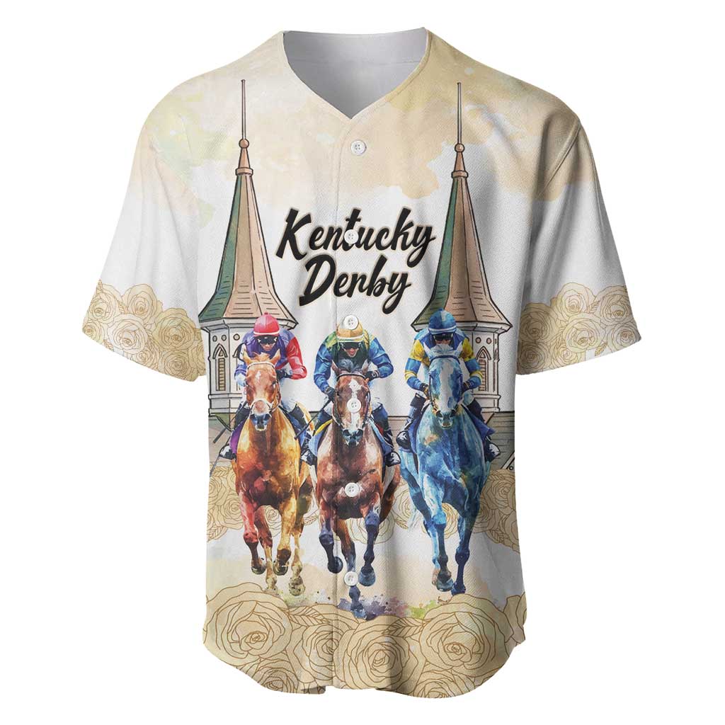 Kentucky Horse Racing Personalized Baseball Jersey Churchill Downs Roses Pastel Yellow