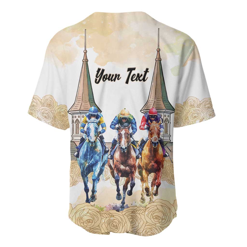 Kentucky Horse Racing Personalized Baseball Jersey Churchill Downs Roses Pastel Yellow