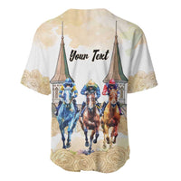 Kentucky Horse Racing Personalized Baseball Jersey Churchill Downs Roses Pastel Yellow