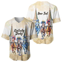 Kentucky Horse Racing Personalized Baseball Jersey Churchill Downs Roses Pastel Yellow