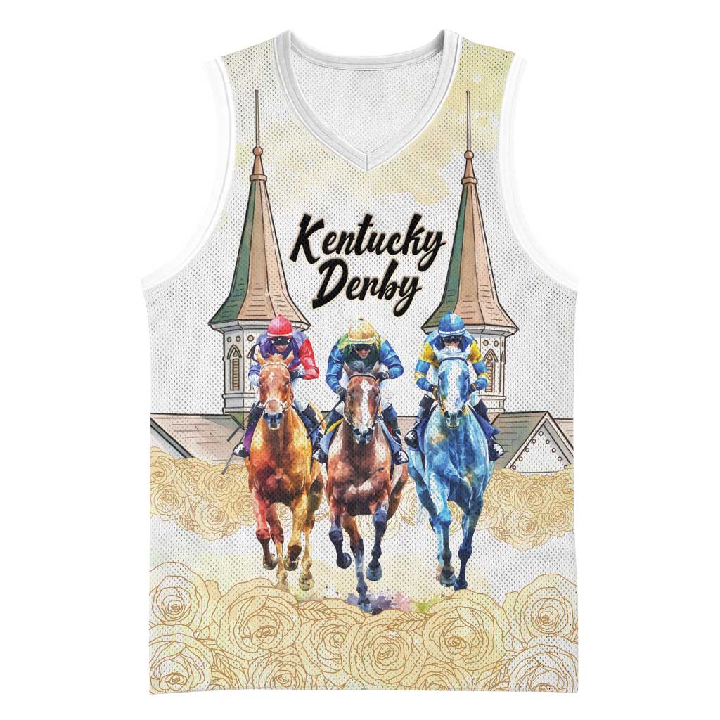 Kentucky Horse Racing Personalized Basketball Jersey Churchill Downs Roses Pastel Yellow