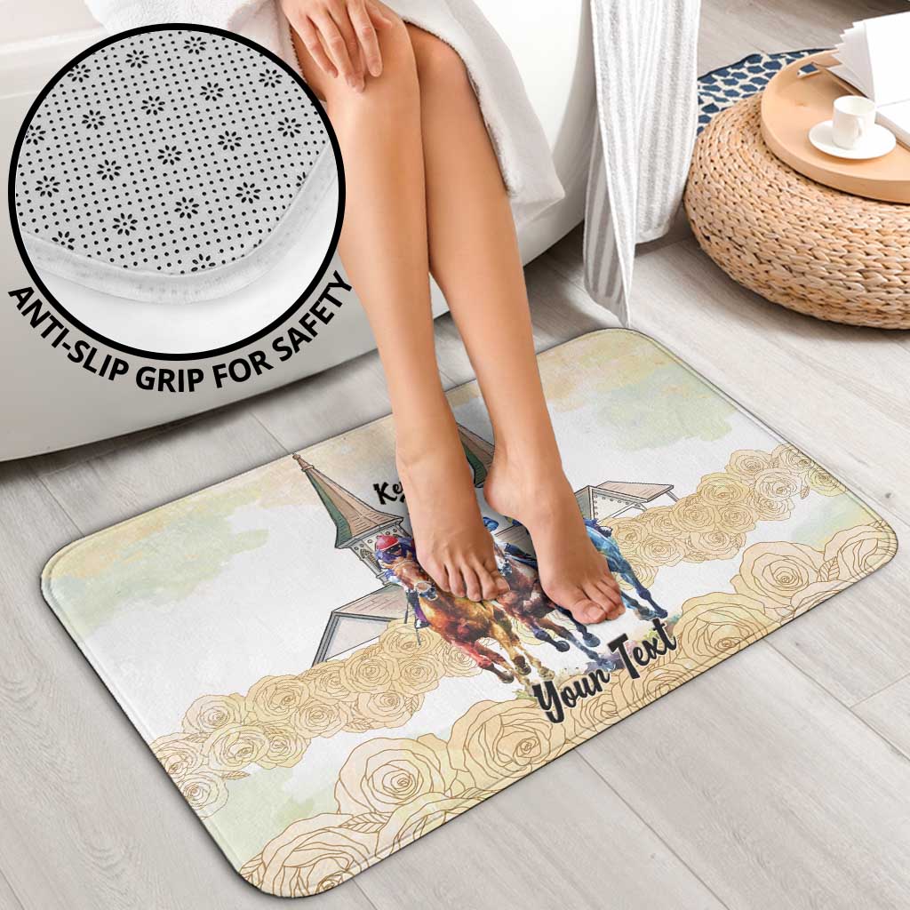 Kentucky Horse Racing Personalized Bathroom Set Churchill Downs Roses Pastel Yellow