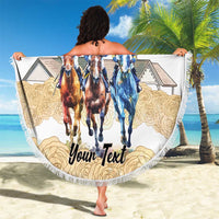 Kentucky Horse Racing Personalized Beach Blanket Churchill Downs Roses Pastel Yellow