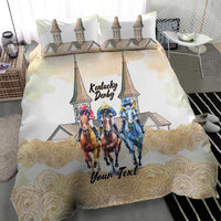 Kentucky Horse Racing Personalized Bedding Set Churchill Downs Roses Pastel Yellow