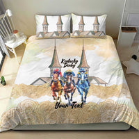 Kentucky Horse Racing Personalized Bedding Set Churchill Downs Roses Pastel Yellow