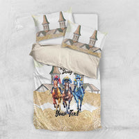 Kentucky Horse Racing Personalized Bedding Set Churchill Downs Roses Pastel Yellow
