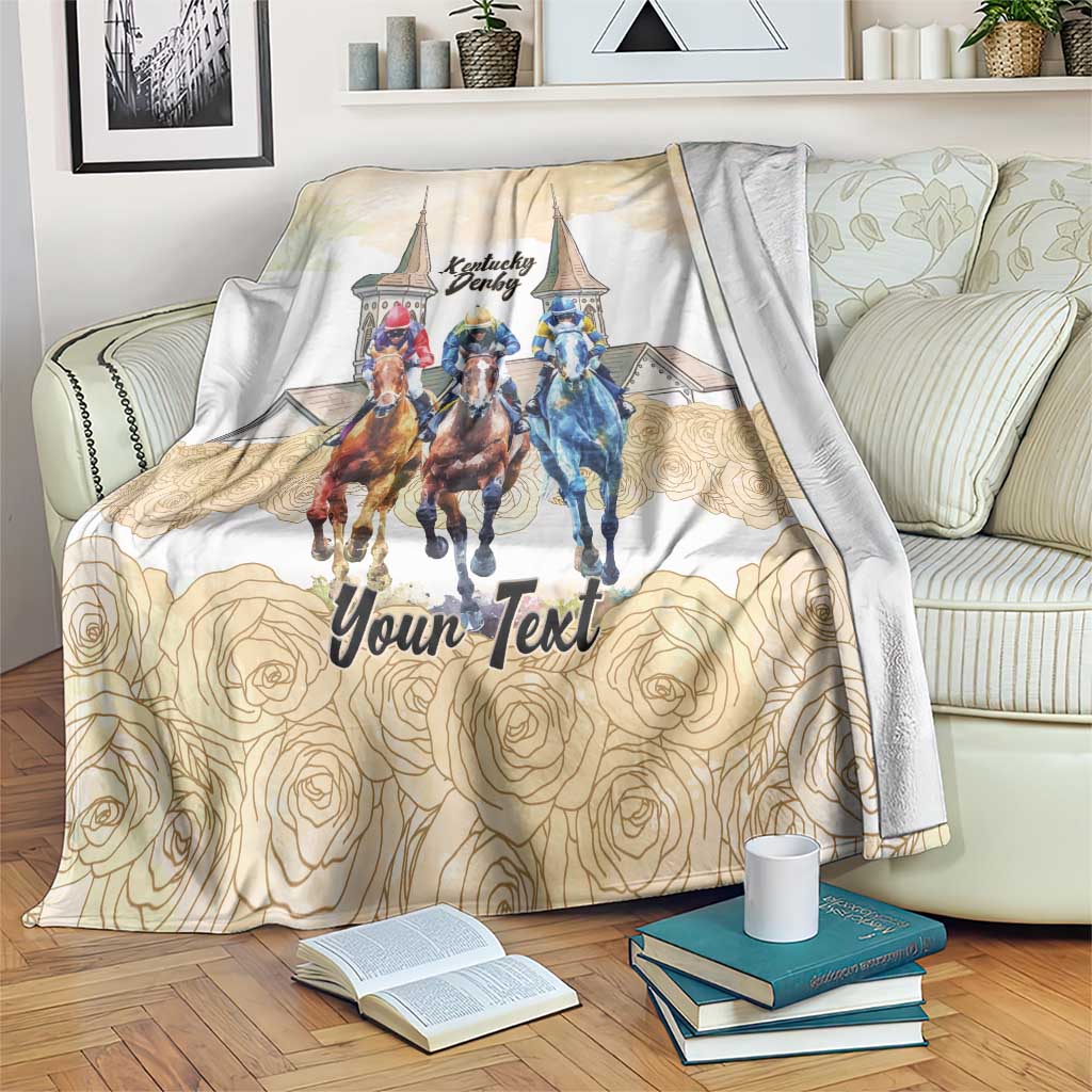 Kentucky Horse Racing Personalized Blanket Churchill Downs Roses Pastel Yellow