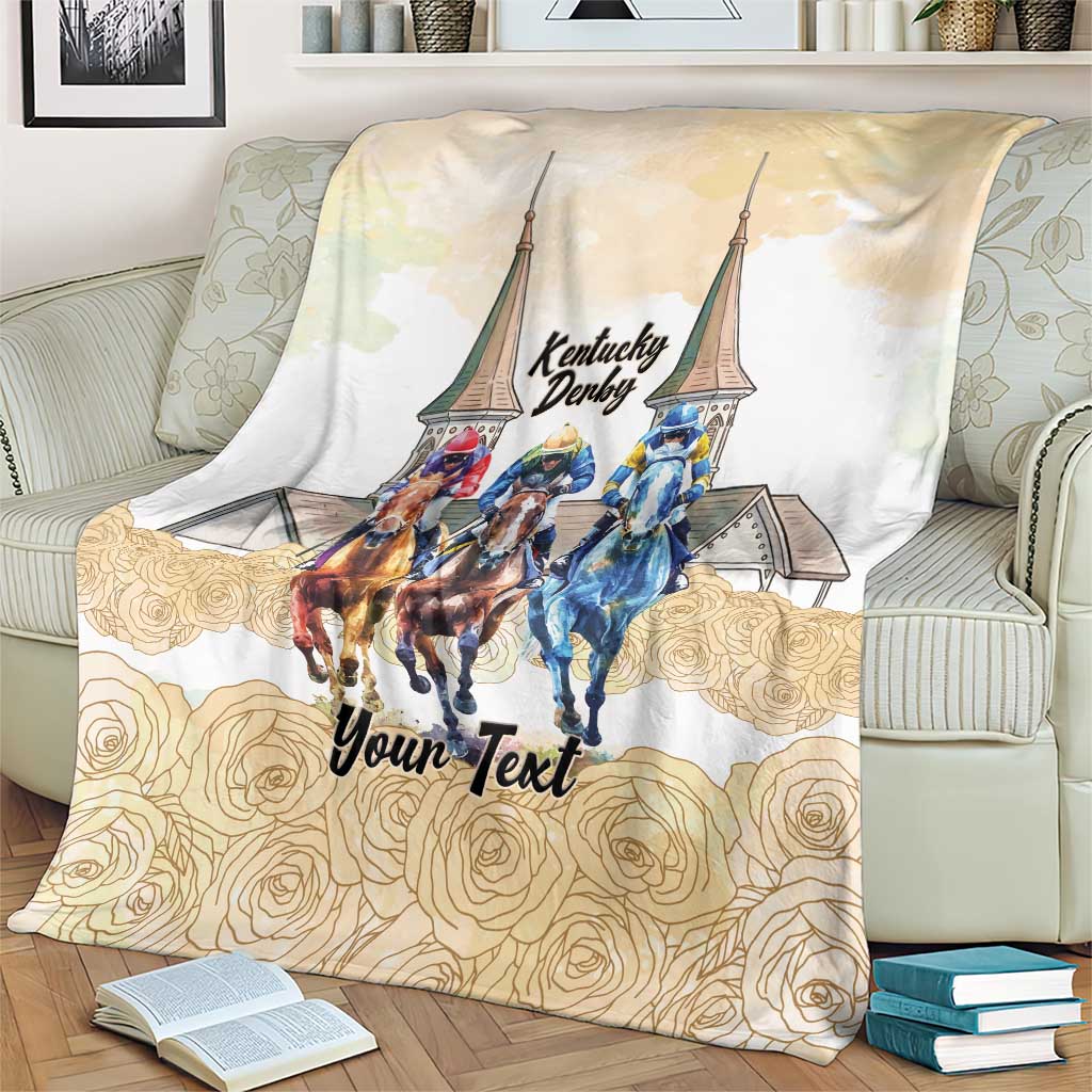 Kentucky Horse Racing Personalized Blanket Churchill Downs Roses Pastel Yellow