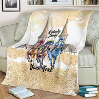 Kentucky Horse Racing Personalized Blanket Churchill Downs Roses Pastel Yellow