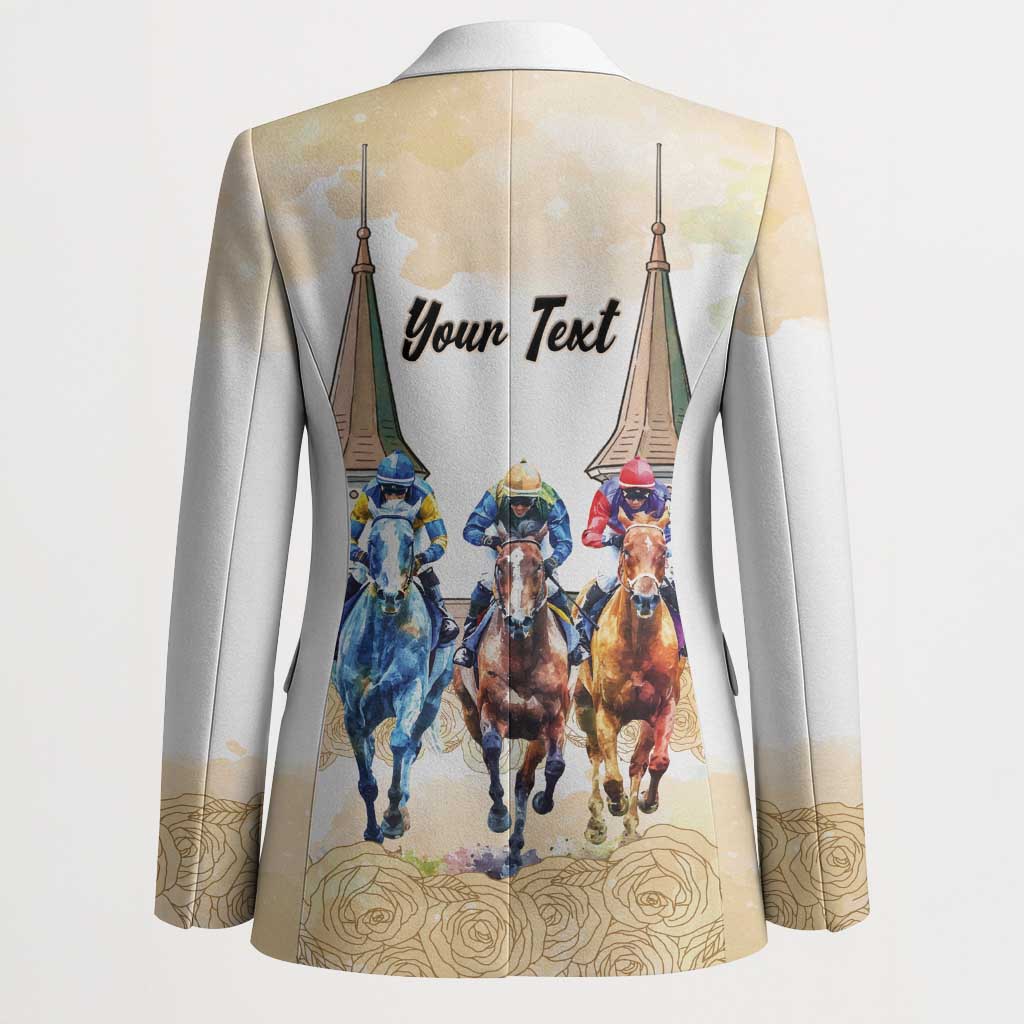 Kentucky Horse Racing Personalized Blazer Churchill Downs Roses Pastel Yellow