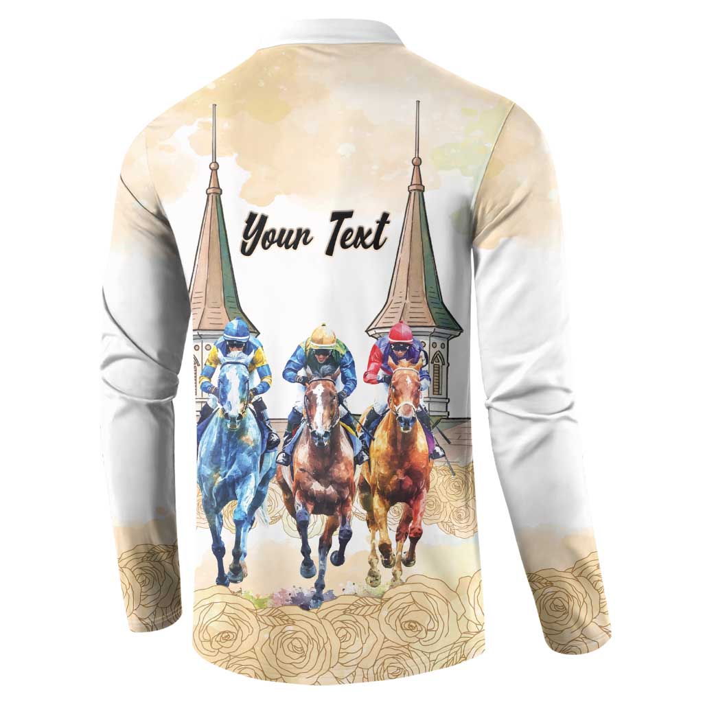 Kentucky Horse Racing Personalized Button Sweatshirt Churchill Downs Roses Pastel Yellow