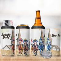 Kentucky Horse Racing Personalized 4 in 1 Can Cooler Tumbler Churchill Downs Roses Pastel Yellow