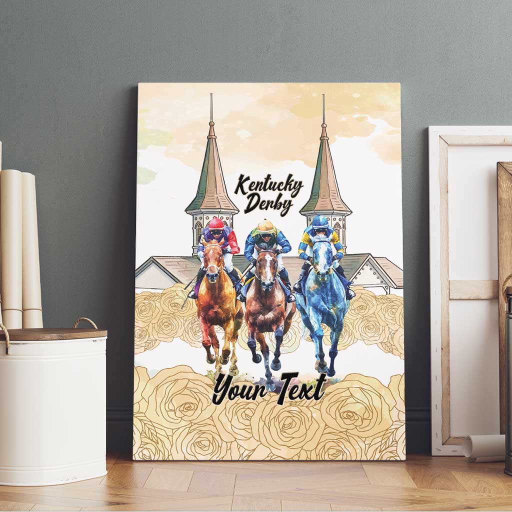 Kentucky Horse Racing Personalized Canvas Wall Art Churchill Downs Roses Pastel Yellow