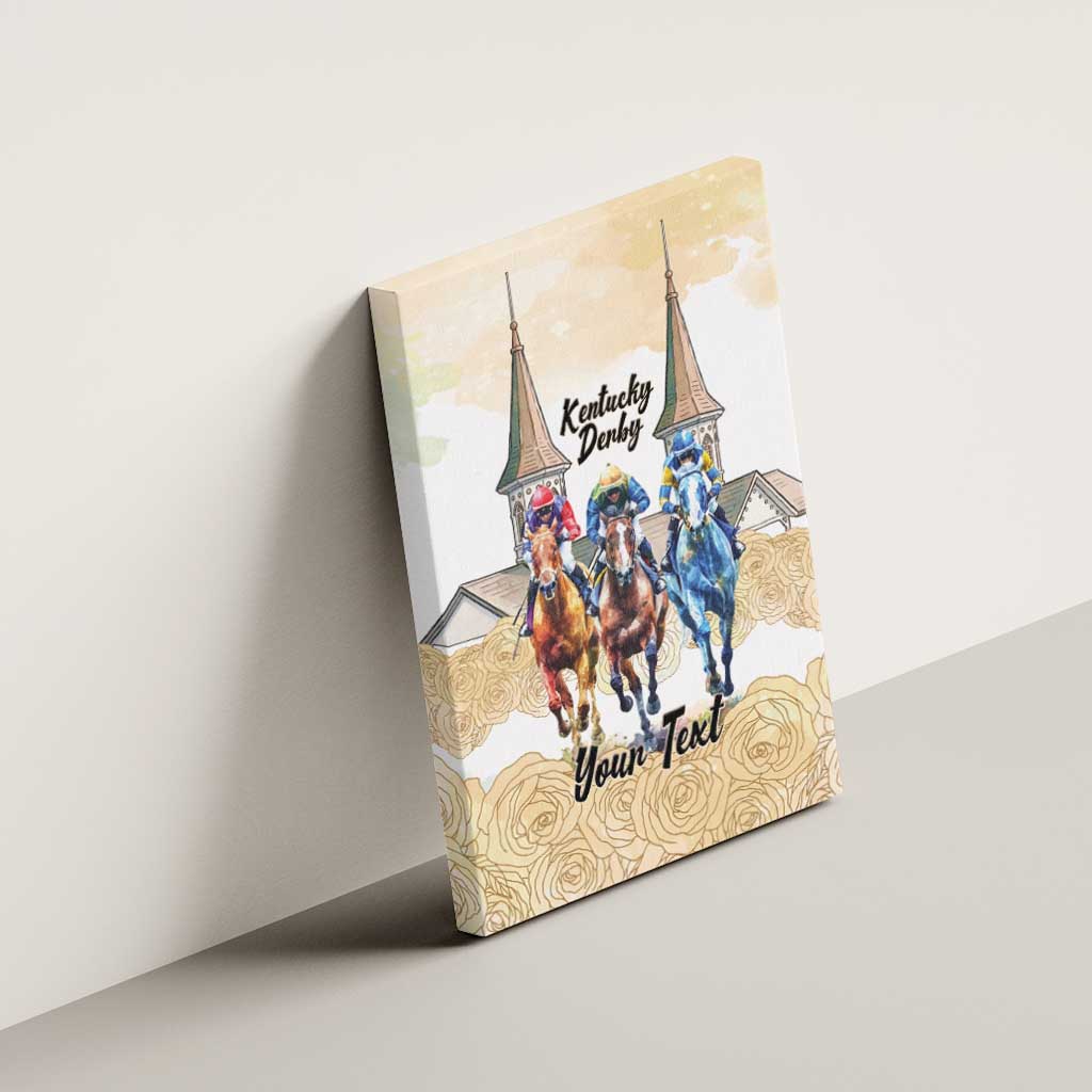 Kentucky Horse Racing Personalized Canvas Wall Art Churchill Downs Roses Pastel Yellow