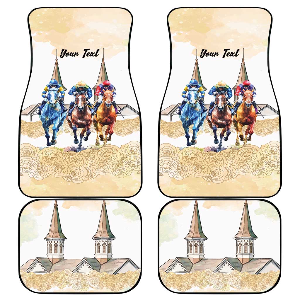 Kentucky Horse Racing Personalized Car Mats Churchill Downs Roses Pastel Yellow