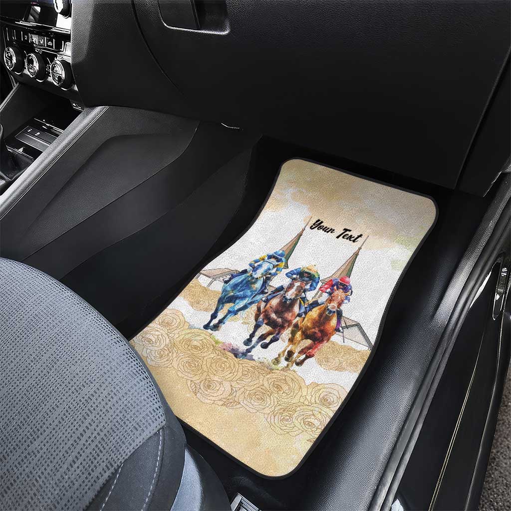 Kentucky Horse Racing Personalized Car Mats Churchill Downs Roses Pastel Yellow