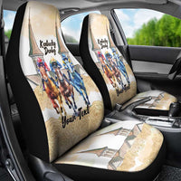 Kentucky Horse Racing Personalized Car Seat Cover Churchill Downs Roses Pastel Yellow
