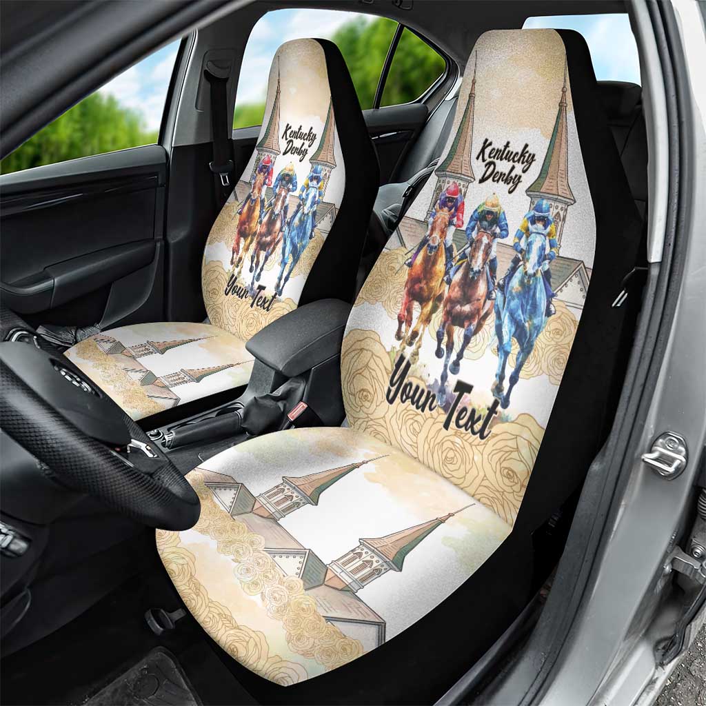 Kentucky Horse Racing Personalized Car Seat Cover Churchill Downs Roses Pastel Yellow