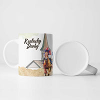 Kentucky Horse Racing Personalized Ceramic Mug Churchill Downs Roses Pastel Yellow