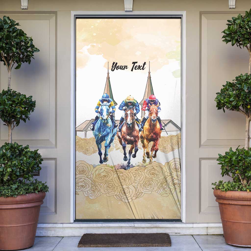 Kentucky Horse Racing Personalized Door Cover Churchill Downs Roses Pastel Yellow