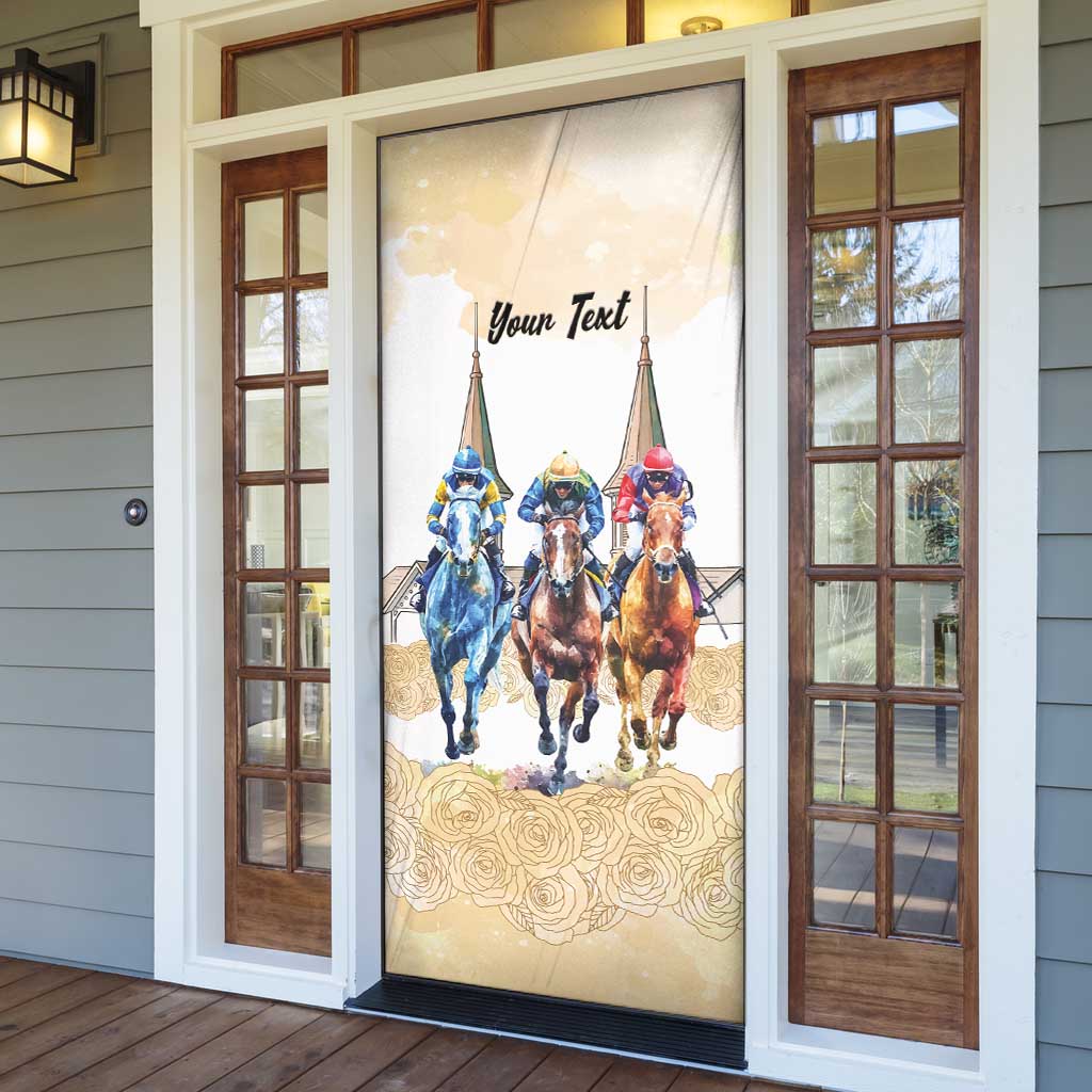 Kentucky Horse Racing Personalized Door Cover Churchill Downs Roses Pastel Yellow