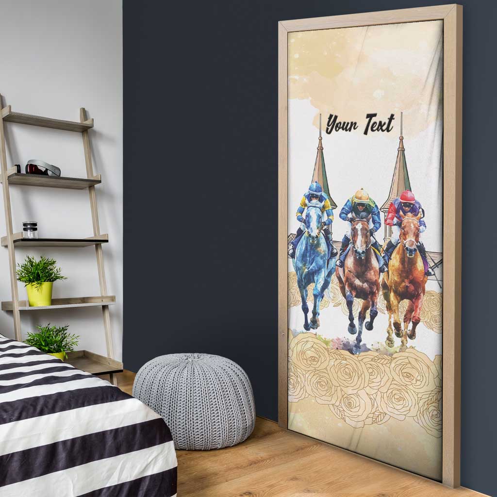 Kentucky Horse Racing Personalized Door Cover Churchill Downs Roses Pastel Yellow