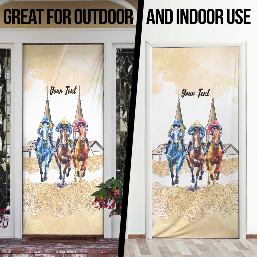 Kentucky Horse Racing Personalized Door Cover Churchill Downs Roses Pastel Yellow