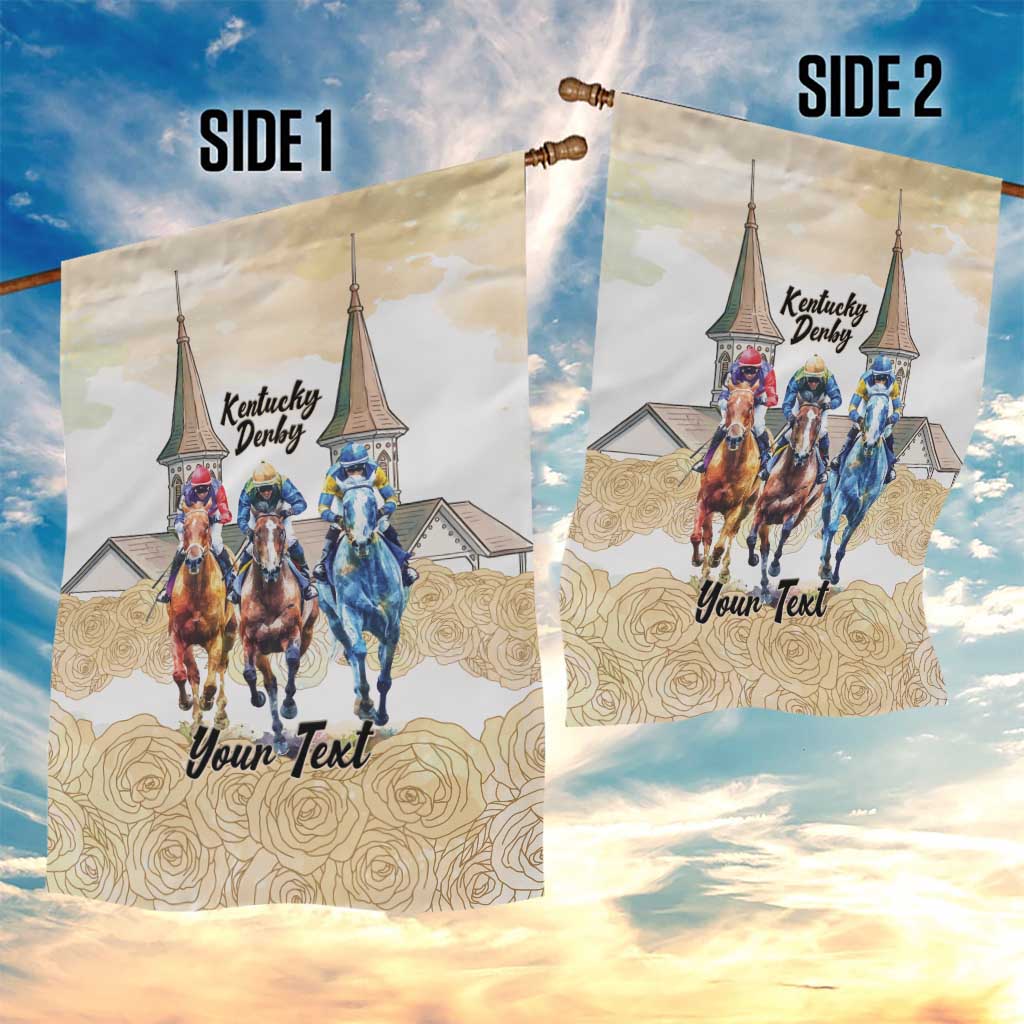 Kentucky Horse Racing Personalized Garden Flag Churchill Downs Roses Pastel Yellow