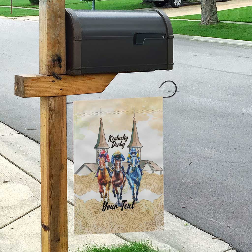 Kentucky Horse Racing Personalized Garden Flag Churchill Downs Roses Pastel Yellow