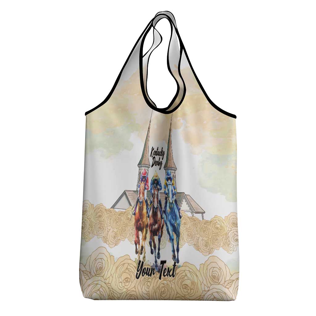 Kentucky Horse Racing Personalized Grocery Bag Churchill Downs Roses Pastel Yellow