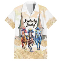 Kentucky Horse Racing Personalized Hawaiian Shirt Churchill Downs Roses Pastel Yellow