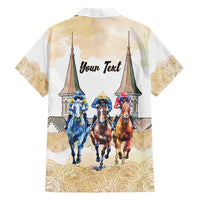 Kentucky Horse Racing Personalized Hawaiian Shirt Churchill Downs Roses Pastel Yellow