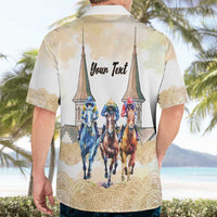 Kentucky Horse Racing Personalized Hawaiian Shirt Churchill Downs Roses Pastel Yellow