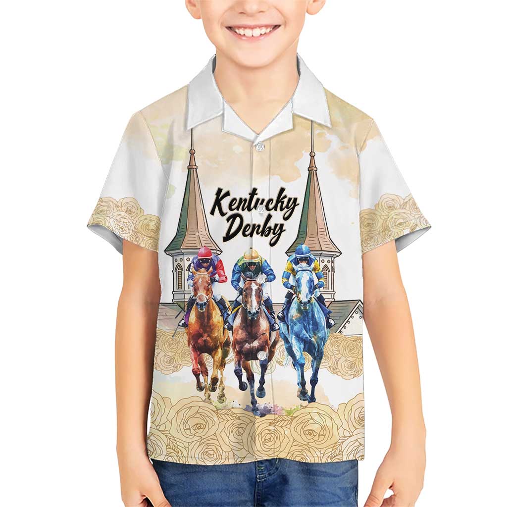 Kentucky Horse Racing Personalized Hawaiian Shirt Churchill Downs Roses Pastel Yellow