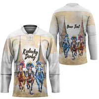 Kentucky Horse Racing Personalized Hockey Jersey Churchill Downs Roses Pastel Yellow