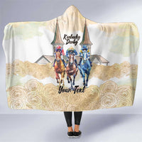 Kentucky Horse Racing Personalized Hooded Blanket Churchill Downs Roses Pastel Yellow