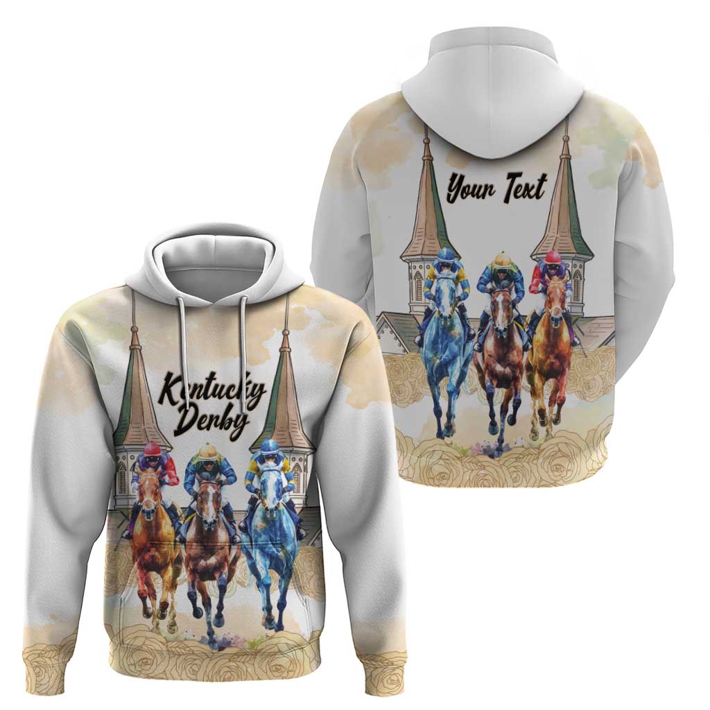 Kentucky Horse Racing Personalized Hoodie Churchill Downs Roses Pastel Yellow