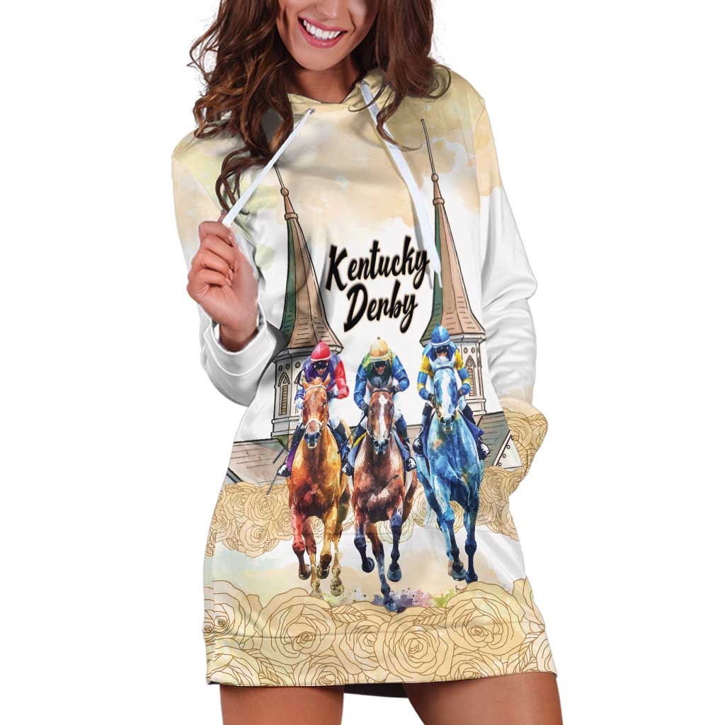 Kentucky Horse Racing Personalized Hoodie Dress Churchill Downs Roses Pastel Yellow