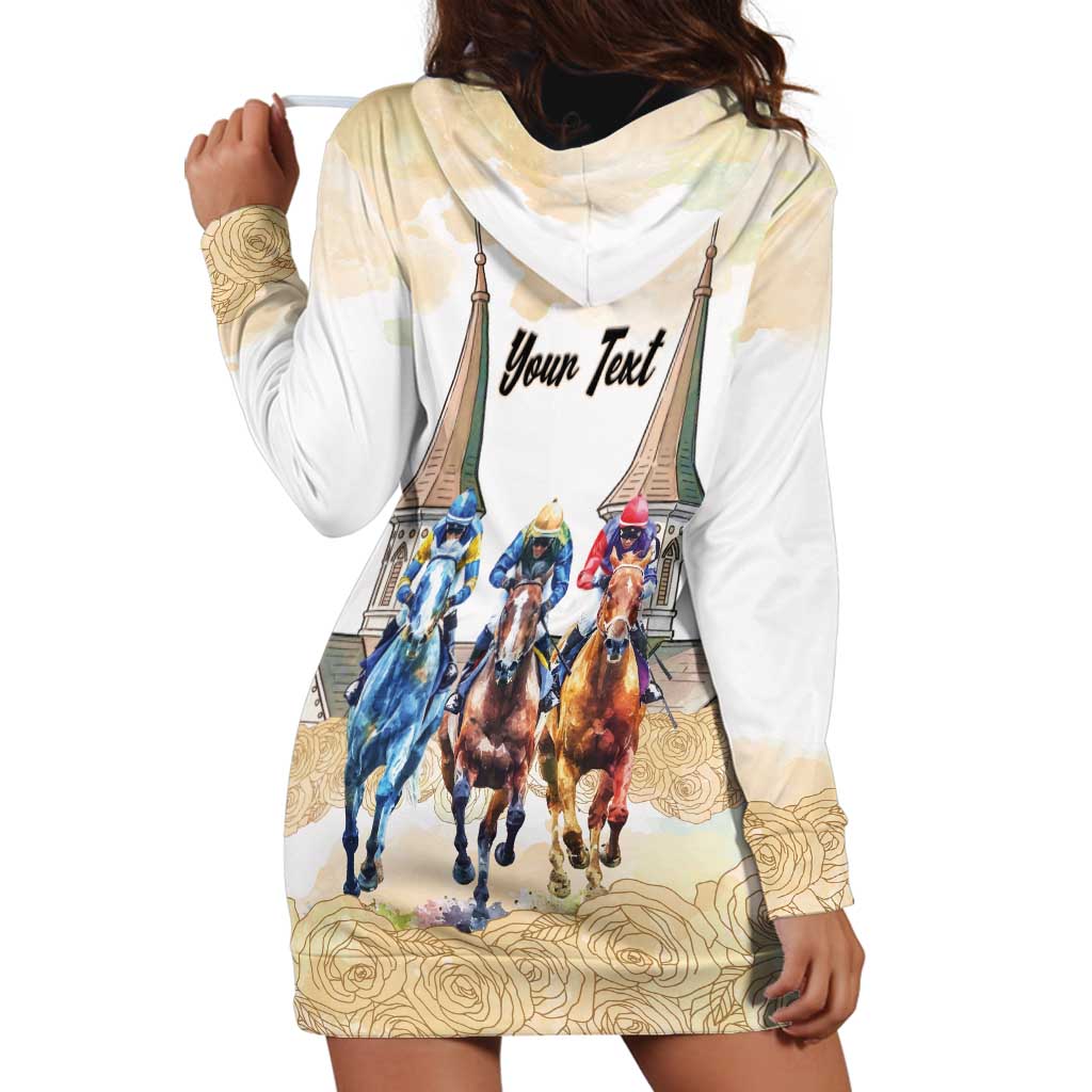 Kentucky Horse Racing Personalized Hoodie Dress Churchill Downs Roses Pastel Yellow